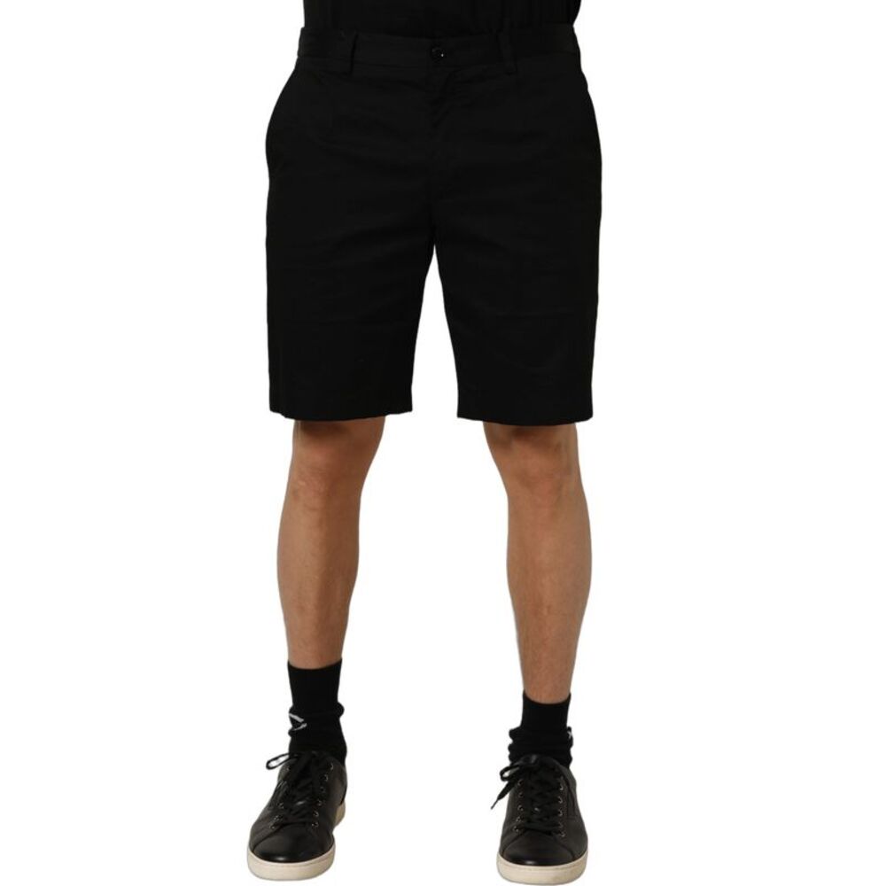 Dolce & Gabbana Black Cotton Mid Waist Men Bermuda Men's Shorts